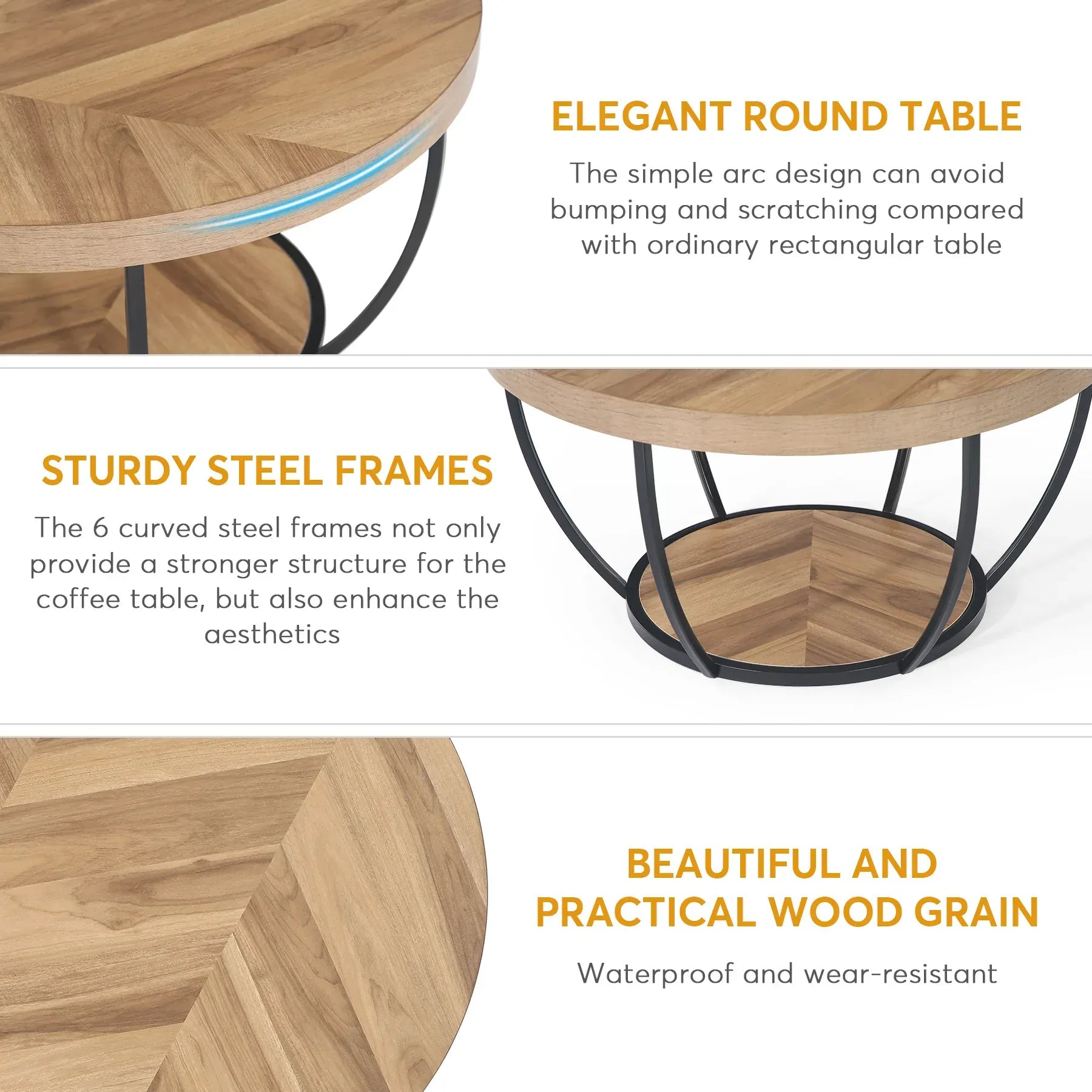 Tribesigns 31.7" Round 2-Tier Industrial Coffee Table