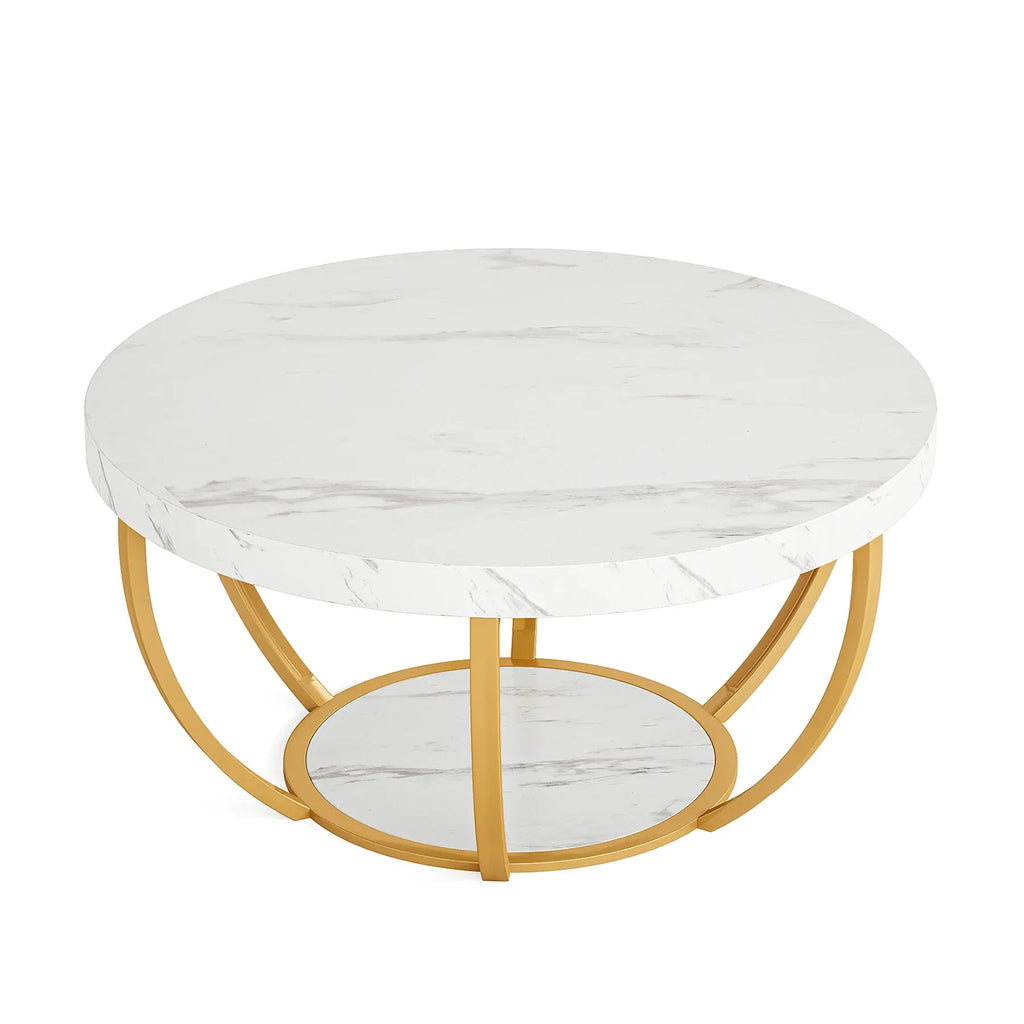 Tribesigns 31.7" Round 2-Tier Industrial Coffee Table