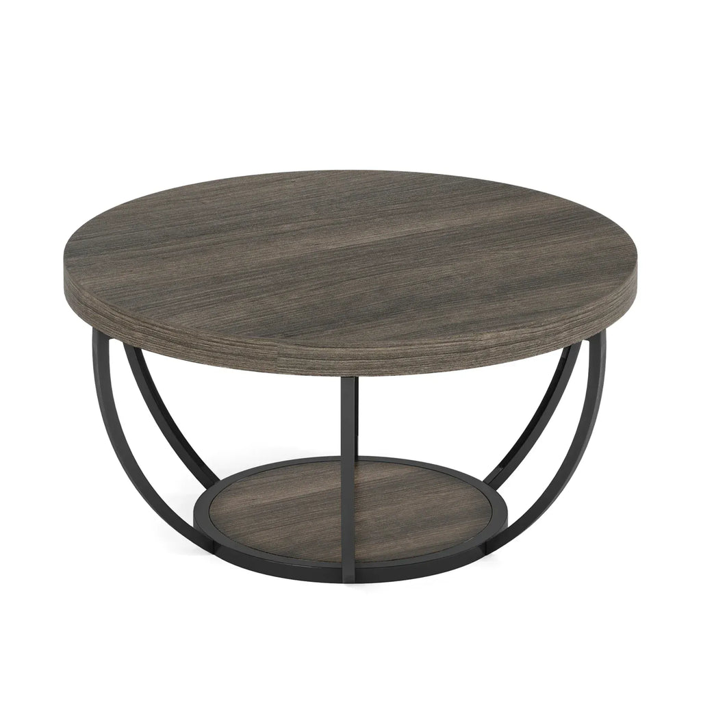 Tribesigns 31.7" Round 2-Tier Industrial Coffee Table