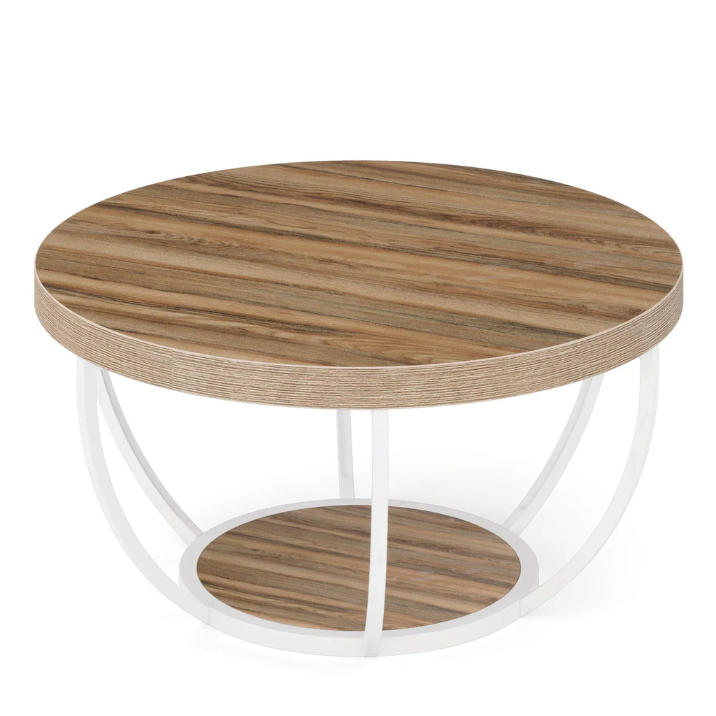 Tribesigns 31.7" Round 2-Tier Industrial Coffee Table