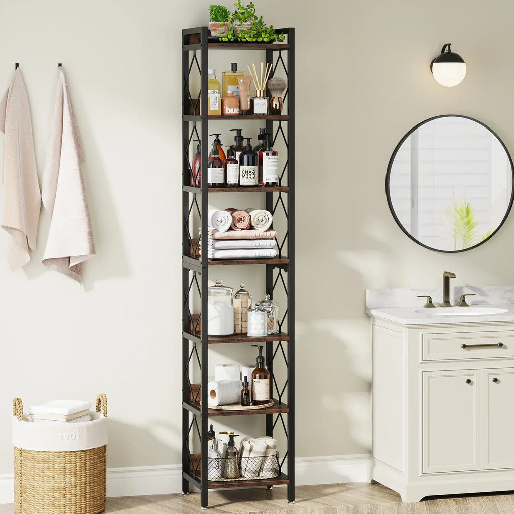 78.7" Tall Narrow Bookshelf | 7-Tier Skinny Bookcase | Tribesigns